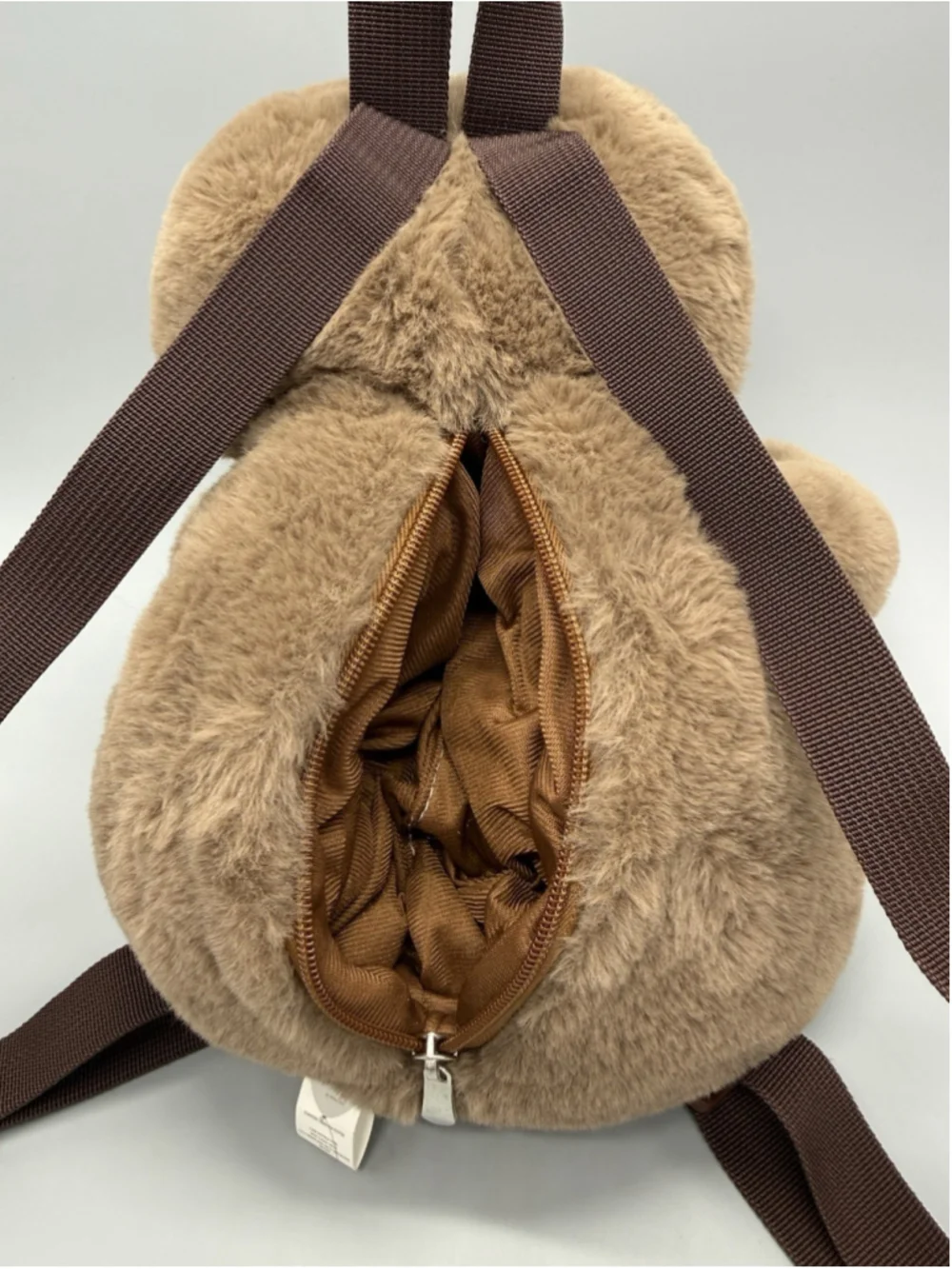 Carried Away by stepping stones Sloth Plush Backpack Brown/Cream zipper